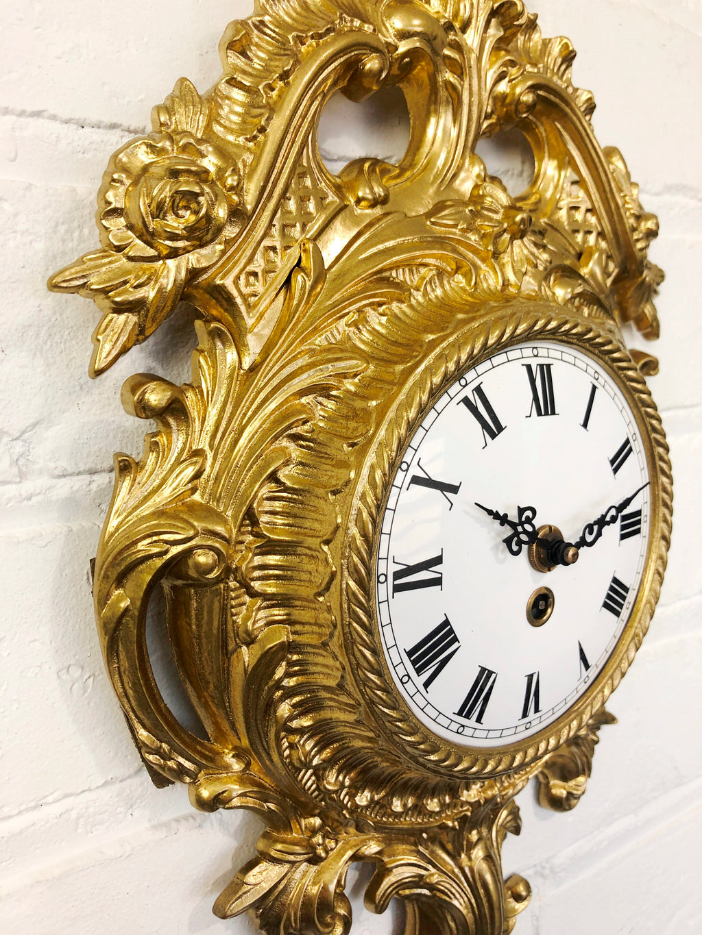Vintage Original Ornate Figural Gold GERMAN Wall Clock | Adelaide Clocks