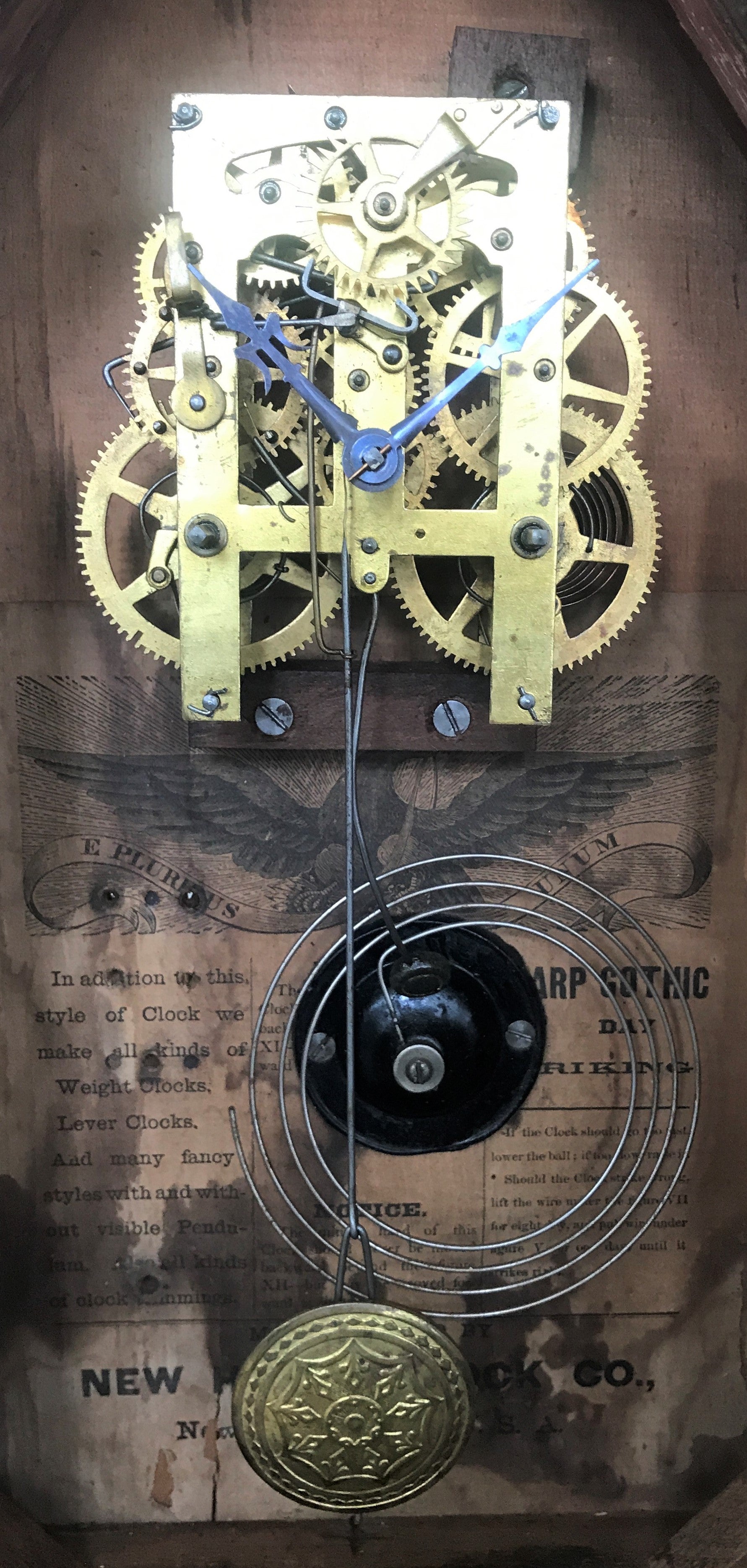 Antique New Haven Pendulum Chime Gothic Mantel Clock | eXibit collection