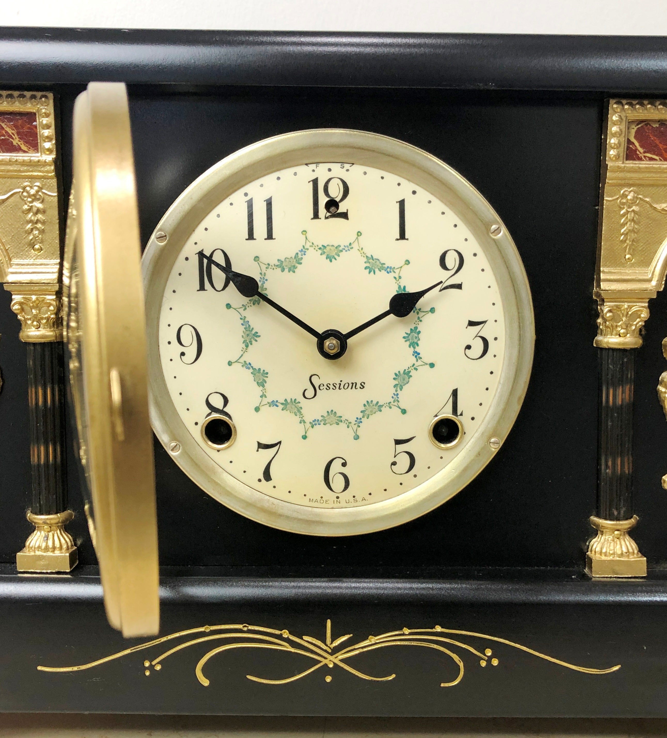 Antique Sessions Hammer Coil Chime Mantel Clock | eXibit collection