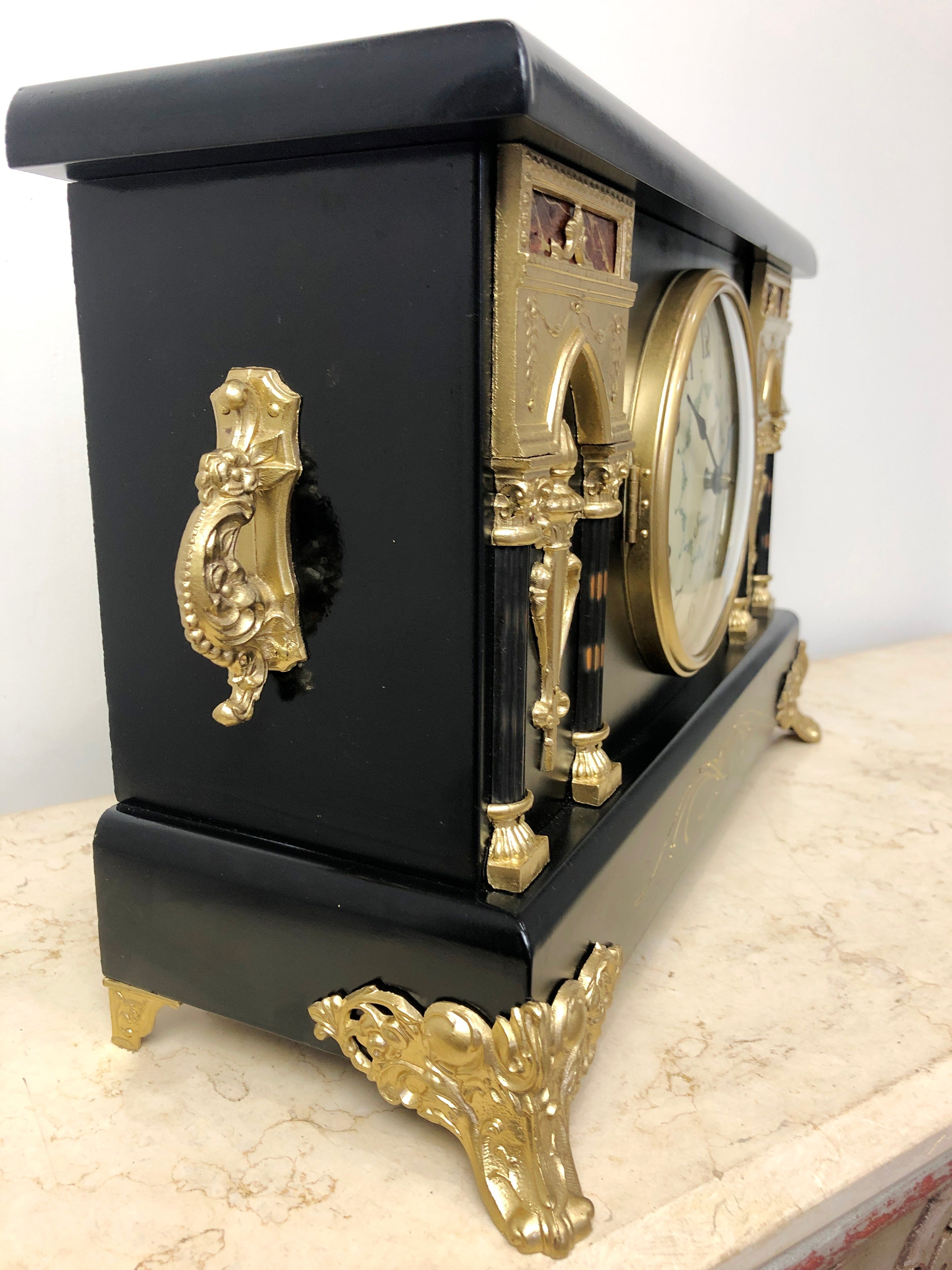 Antique Sessions Hammer Coil Chime Mantel Clock | eXibit collection