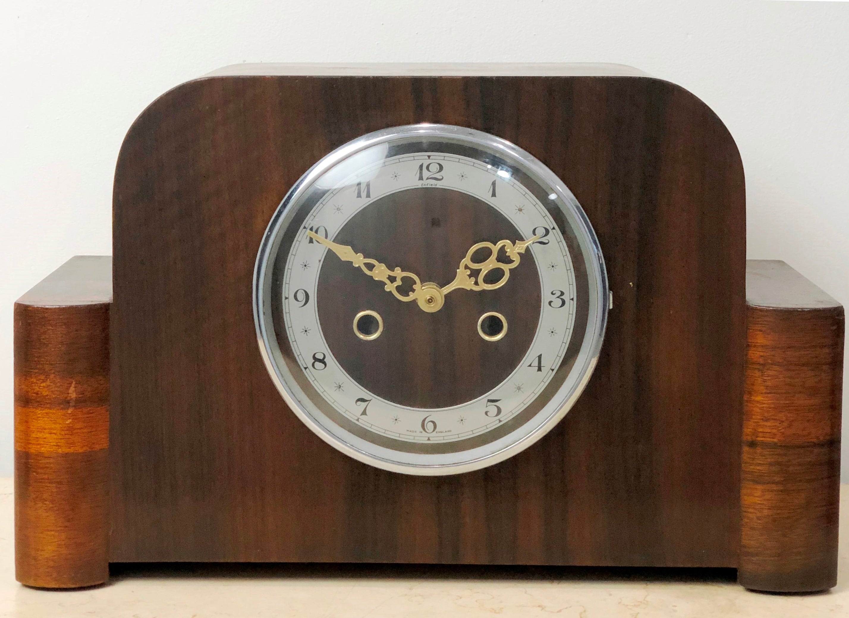 Vintage Enfield Art Deco Battery Mantel Clock | eXibit collection