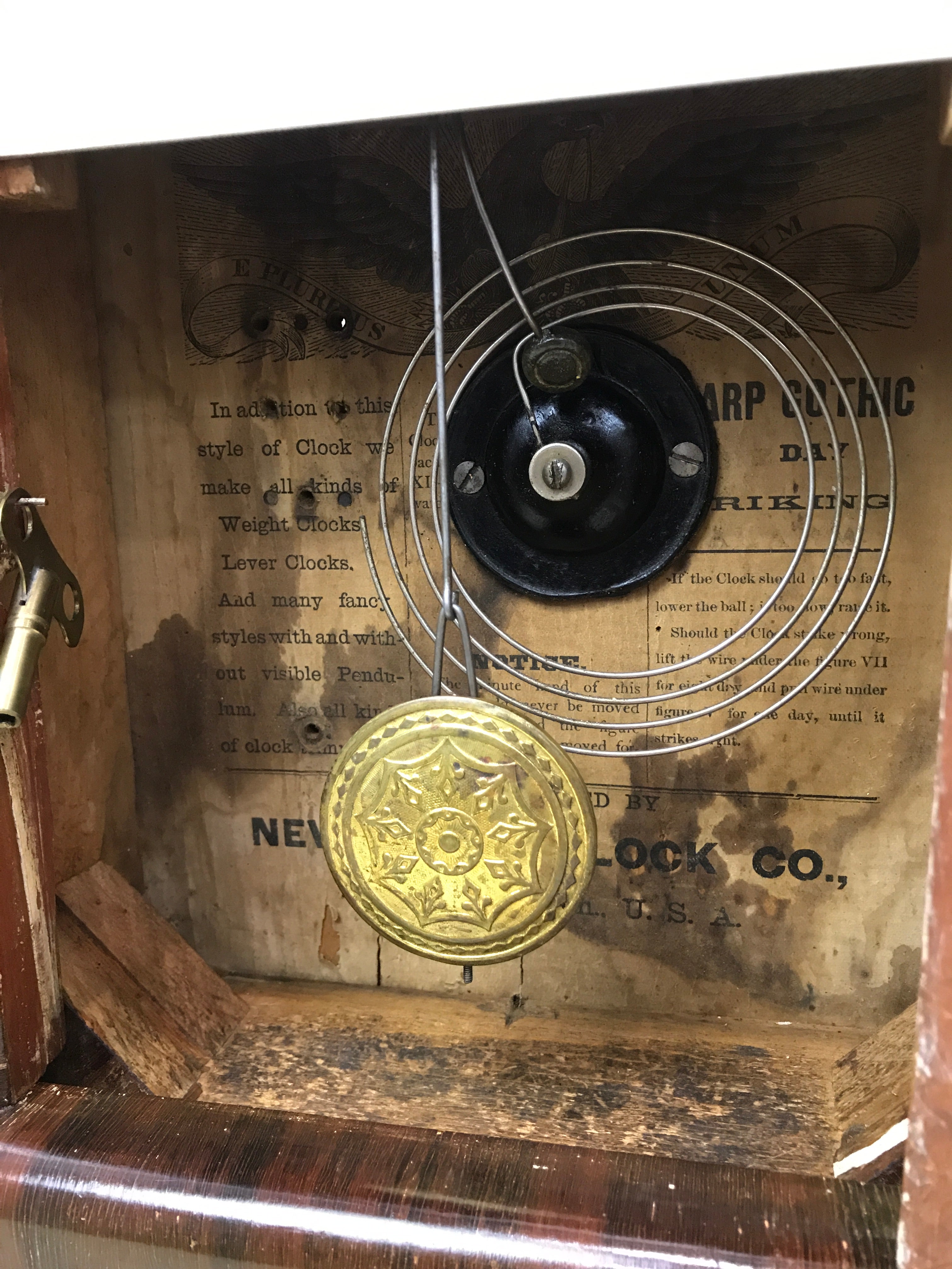 Antique New Haven Pendulum Chime Gothic Mantel Clock | eXibit collection