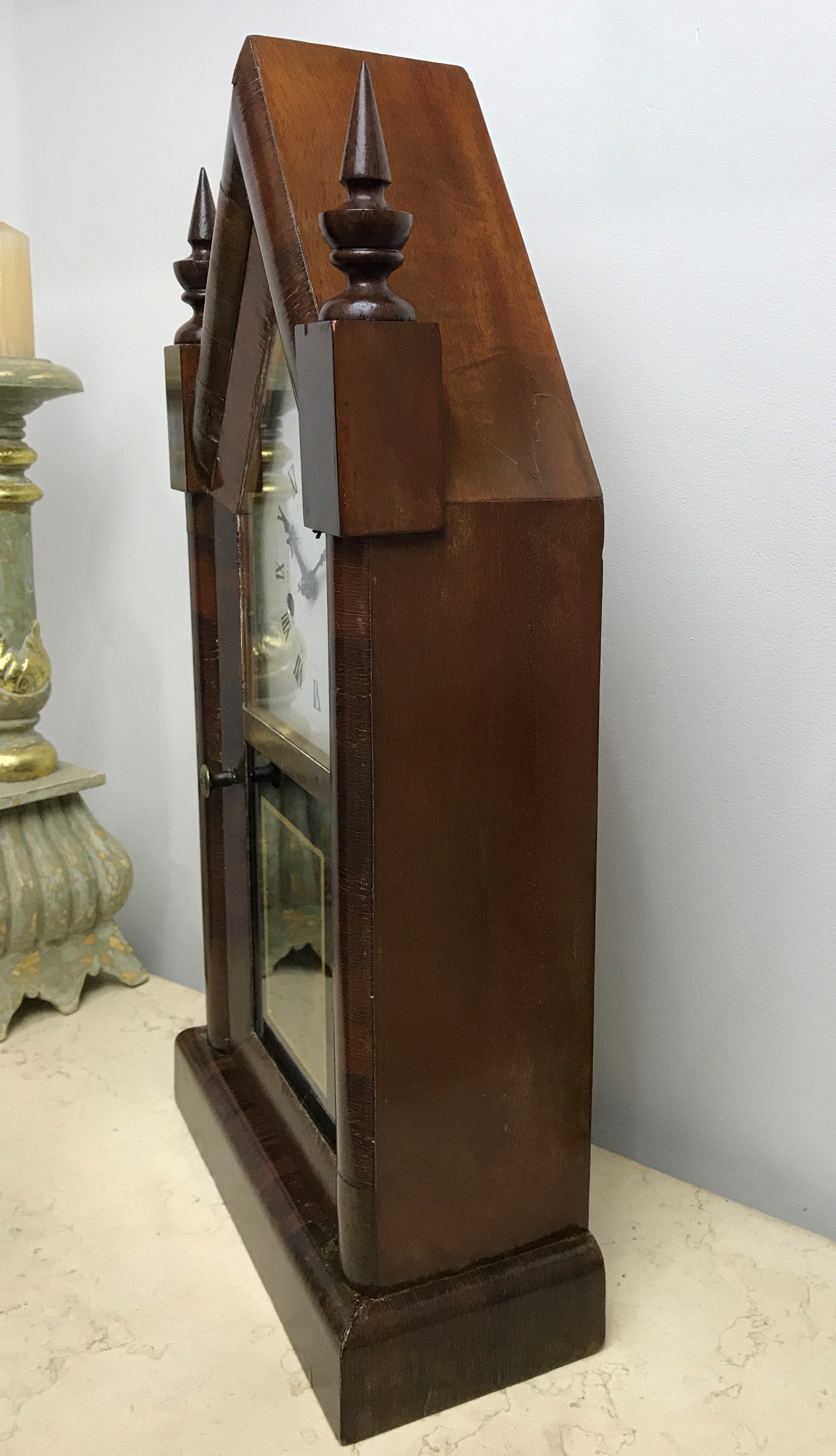 Antique New Haven Pendulum Chime Gothic Mantel Clock | eXibit collection