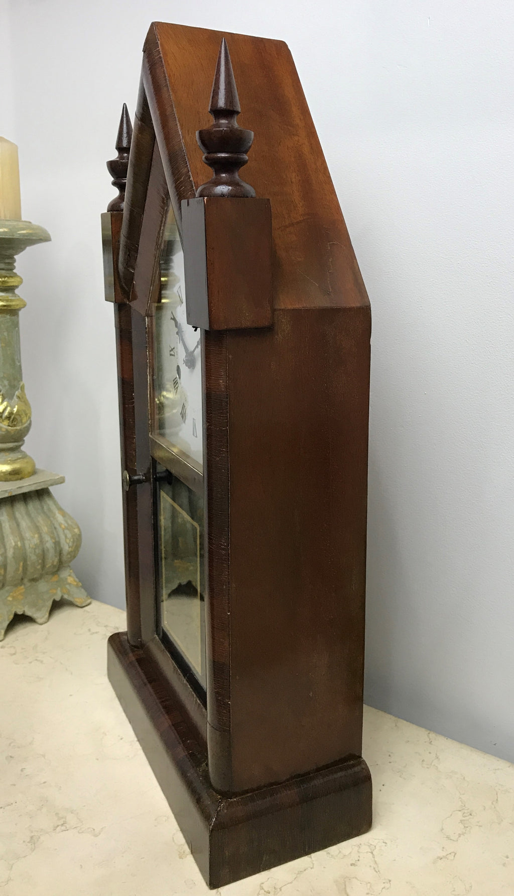 Antique New Haven Pendulum Strike Gothic Mantel Clock | Adelaide Clocks