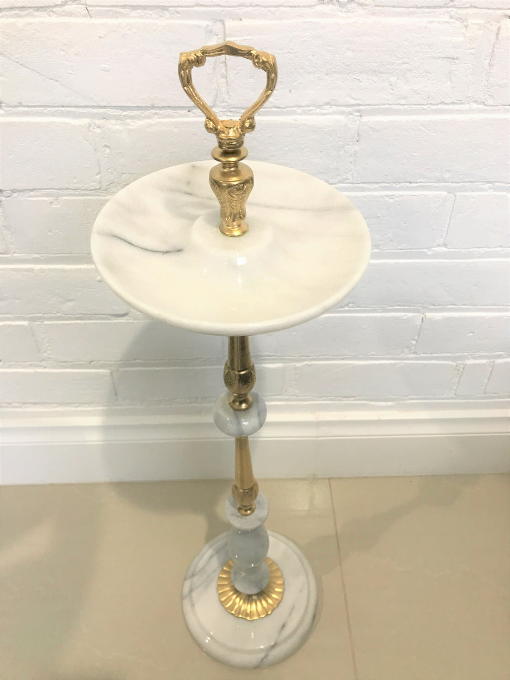 Vintage Marble & Brass Ash Tray Stand | eXibit collection