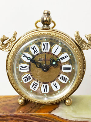 Vintage West German Onyx Alarm Mantel Clock | eXibit collection