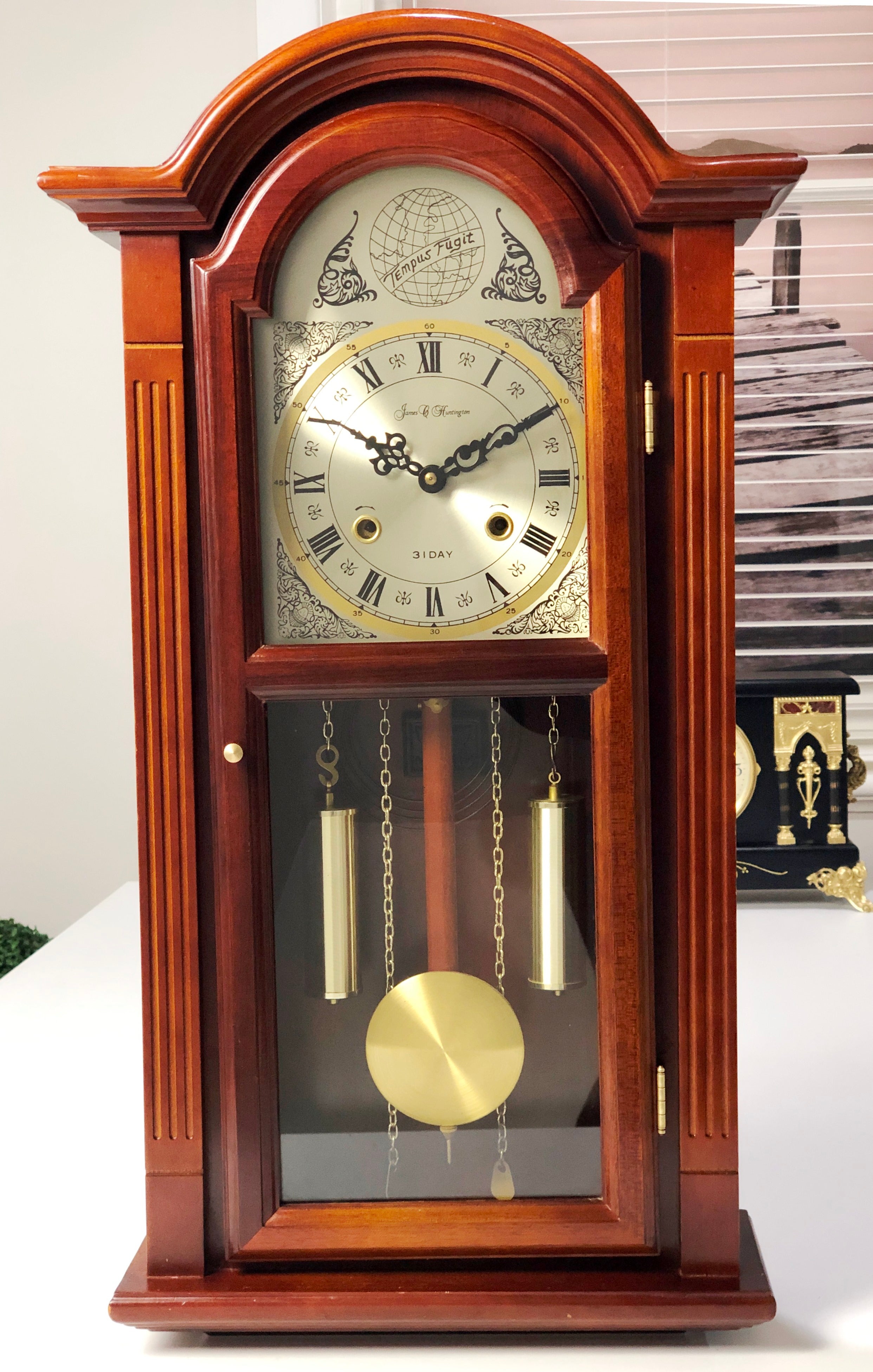 Vintage 31 Day Tempus Fugit James C Huntington Chime Wall Clock | eXibit collection