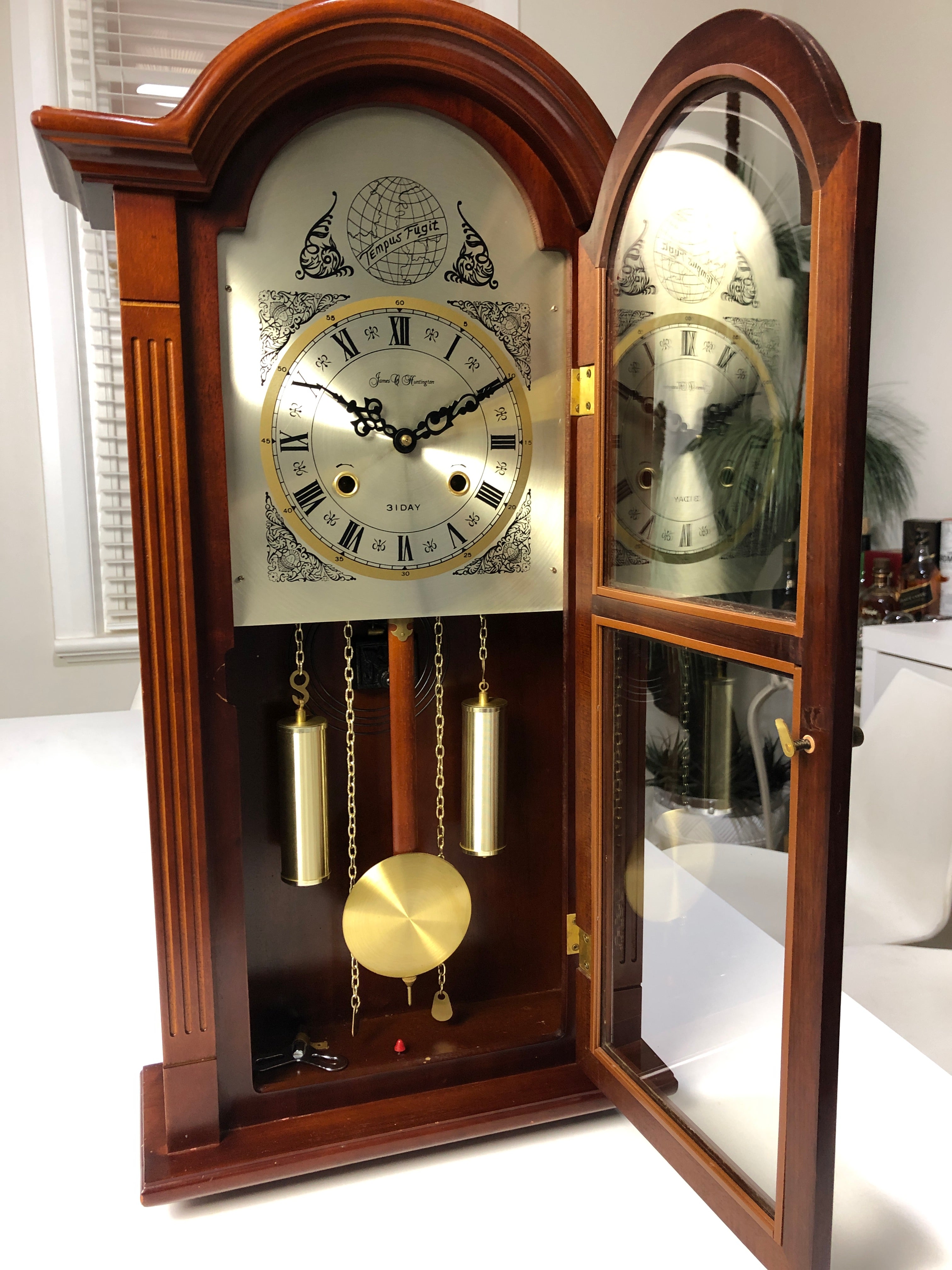 Vintage 31 Day Tempus Fugit James C Huntington Chime Wall Clock | eXibit collection