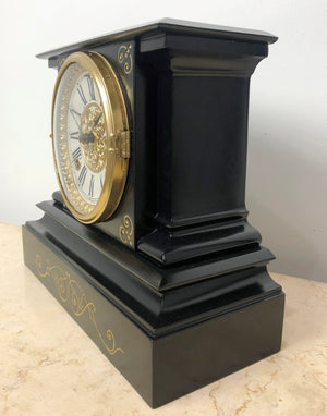 Antique Ansonia Cast Iron U.S.A. Hammer Coil Chime Mantel Clock | eXibit collection