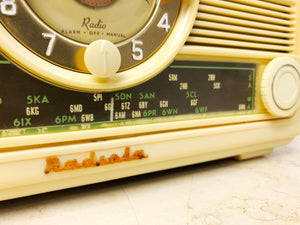 Vintage AWA Radiola with Clock Transistor Tube Mantel Radio | eXibit collection