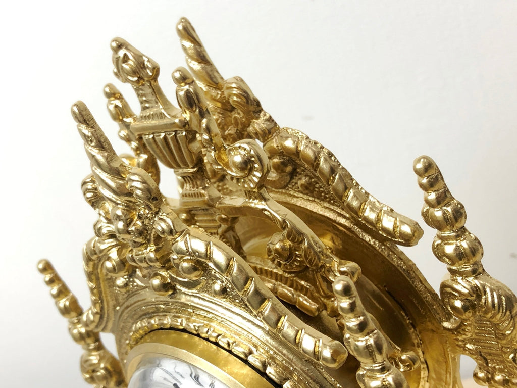 Vintage Figural Ornate Brass GERMAN Mantel Clock | eXibit collection