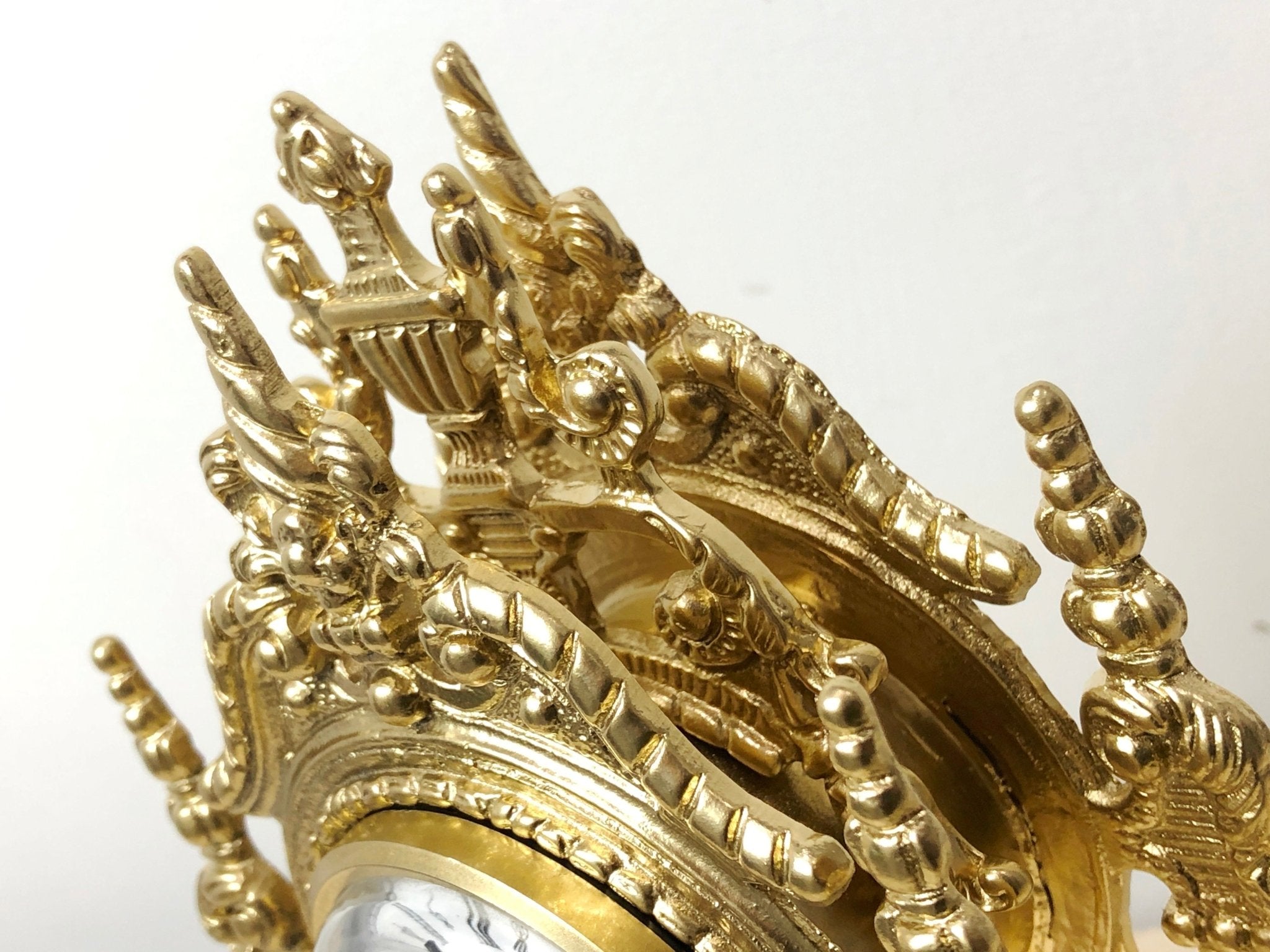 Vintage Figural Ornate Brass GERMAN Mantel Clock | eXibit collection