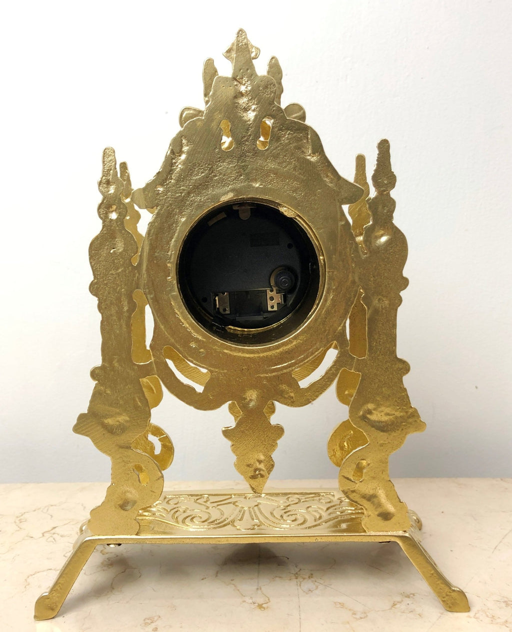 Vintage Figural Ornate Brass GERMAN Mantel Clock | eXibit collection