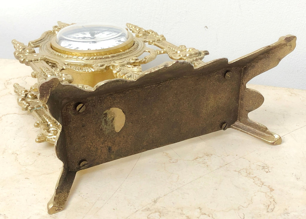 Vintage Figural Ornate Brass GERMAN Mantel Clock | eXibit collection