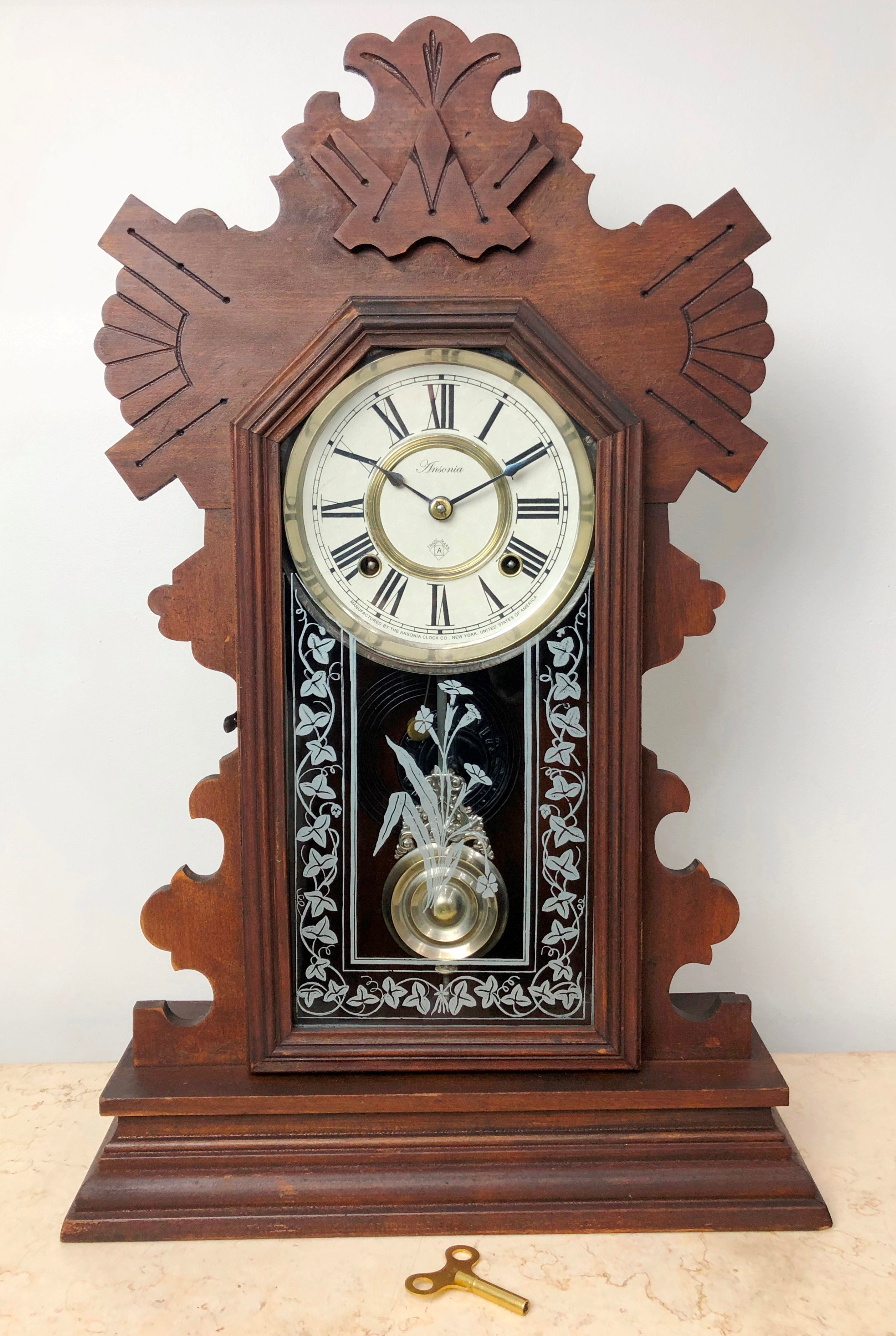 Antique ANSONIA U.S.A Cottage Chime Mantel Clock | eXibit collection