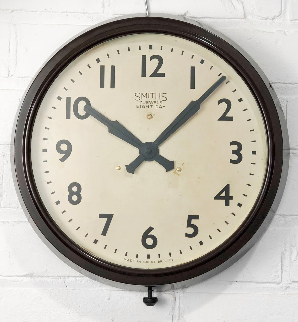Vintage SMITHS Bakelite Eight Day 7 Jewels Regulator Wall Clock | eXibit collection