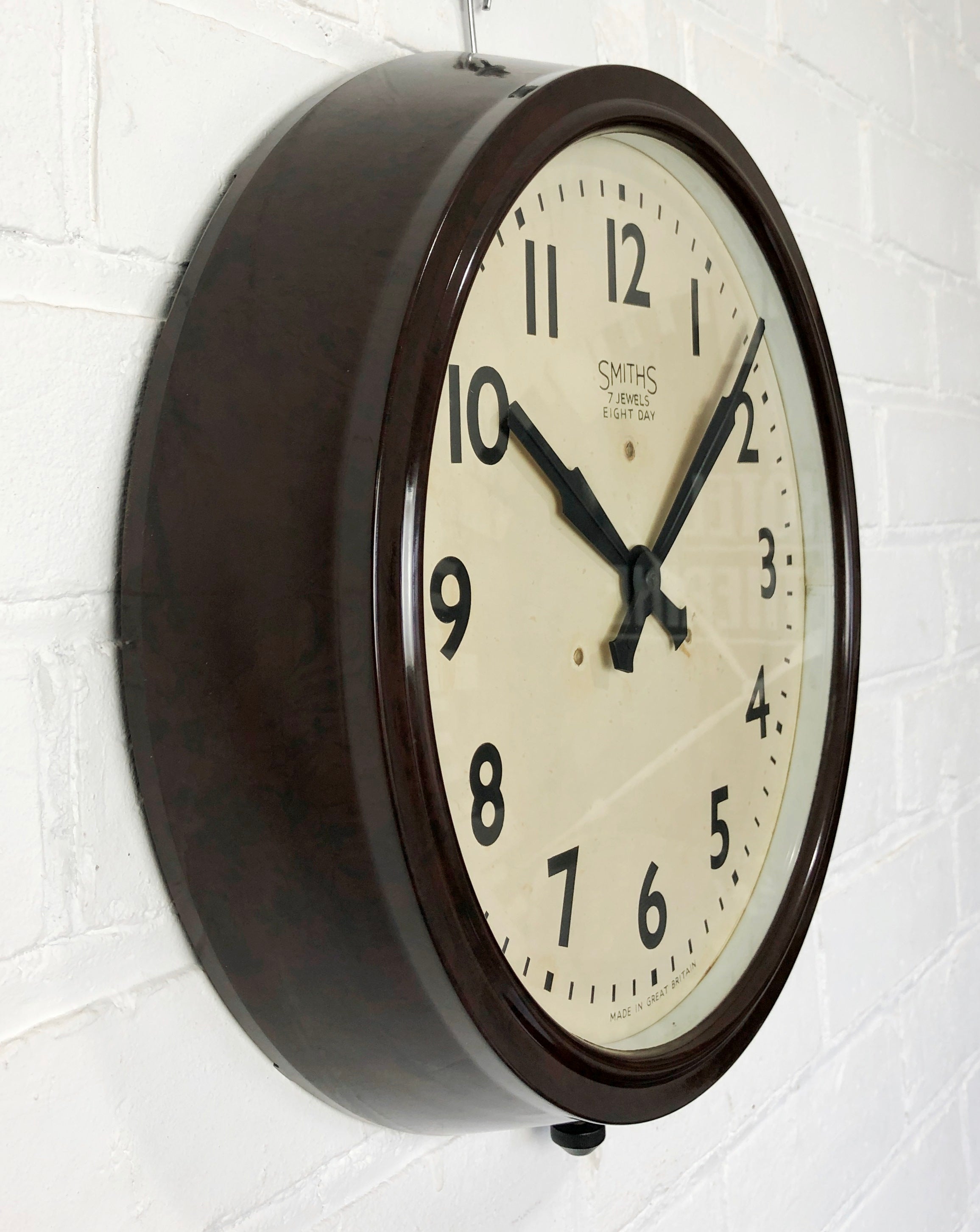 Vintage SMITHS Bakelite Eight Day 7 Jewels Regulator Wall Clock | eXibit collection