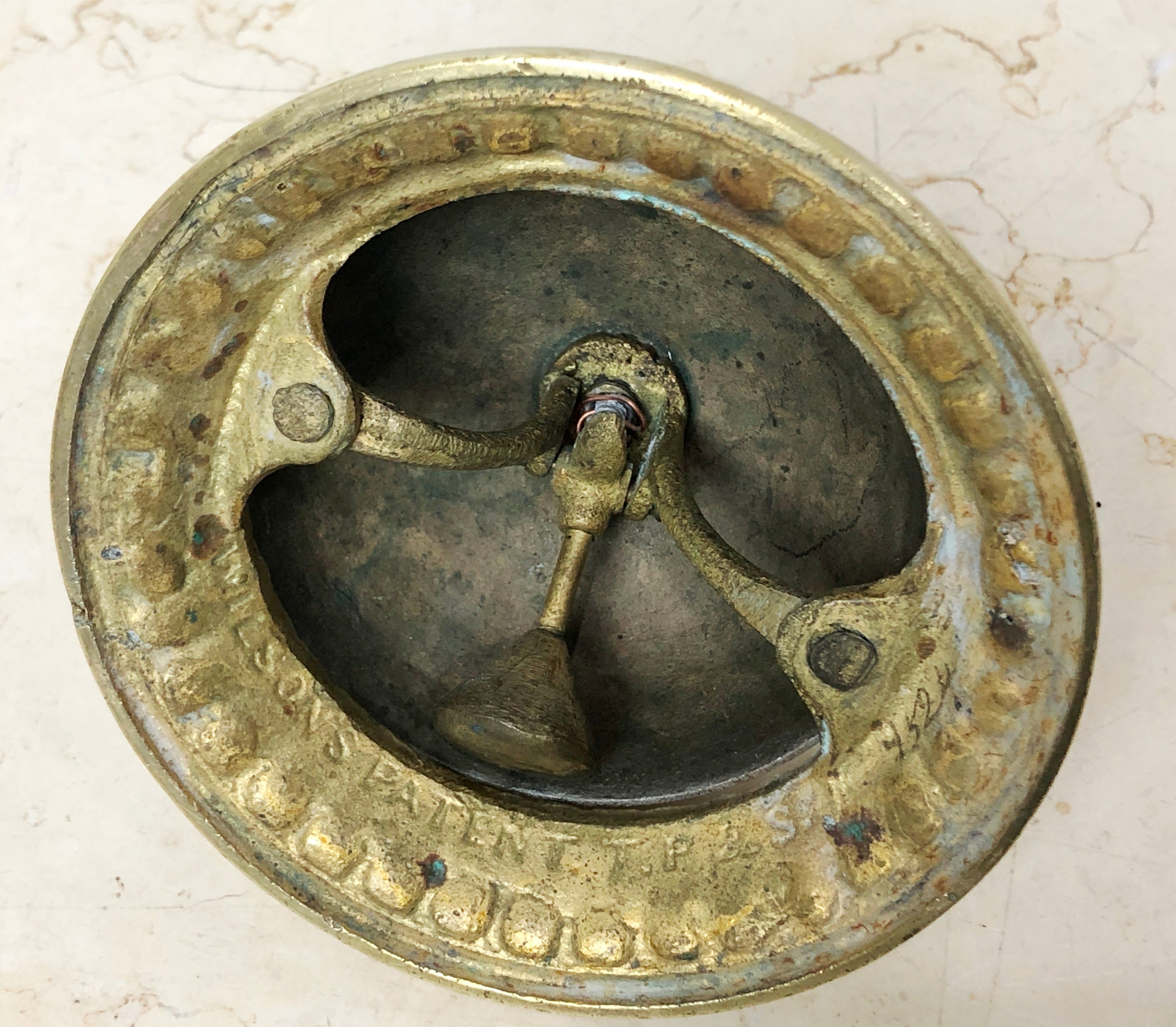 Antique WILSONS Brass Hotel Shop Counter Desk Service Bell | Adelaide Clocks