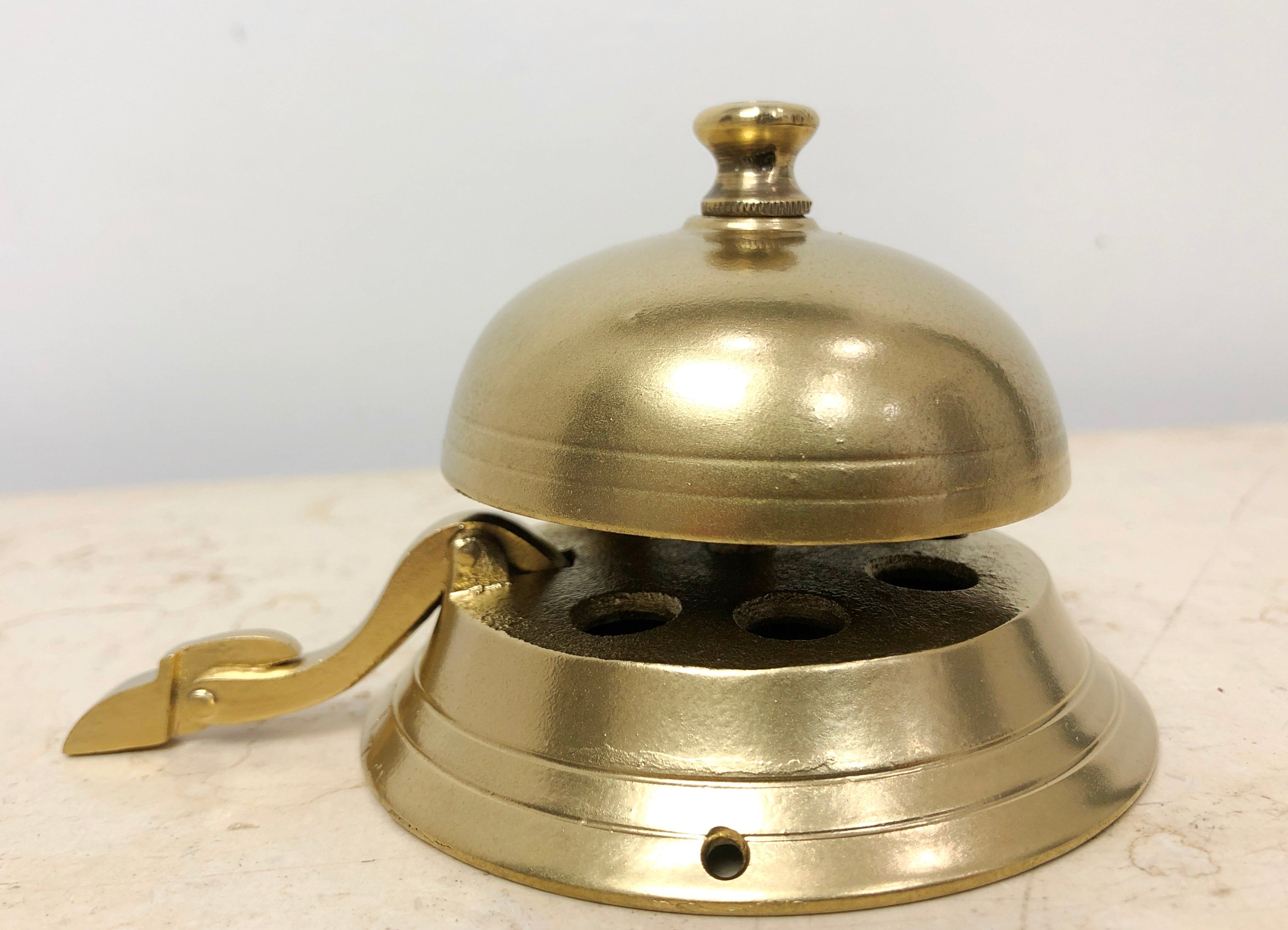 Antique BRASS Shop Service Call Screw Mount Bell | eXibit collection