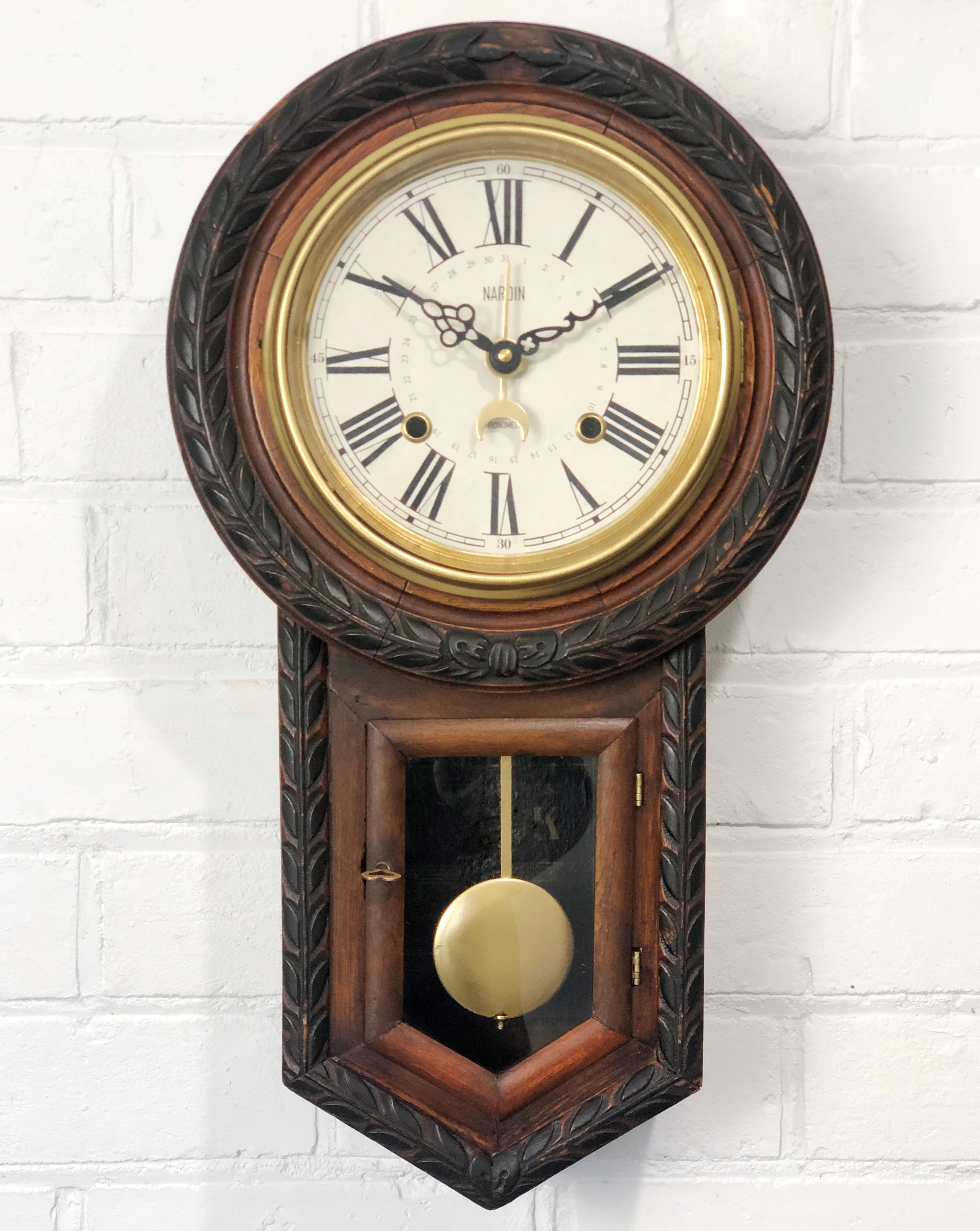 Antique Nardin Chronometer 31 Day Date Calendar Battery Wall Clock | Adelaide Clocks