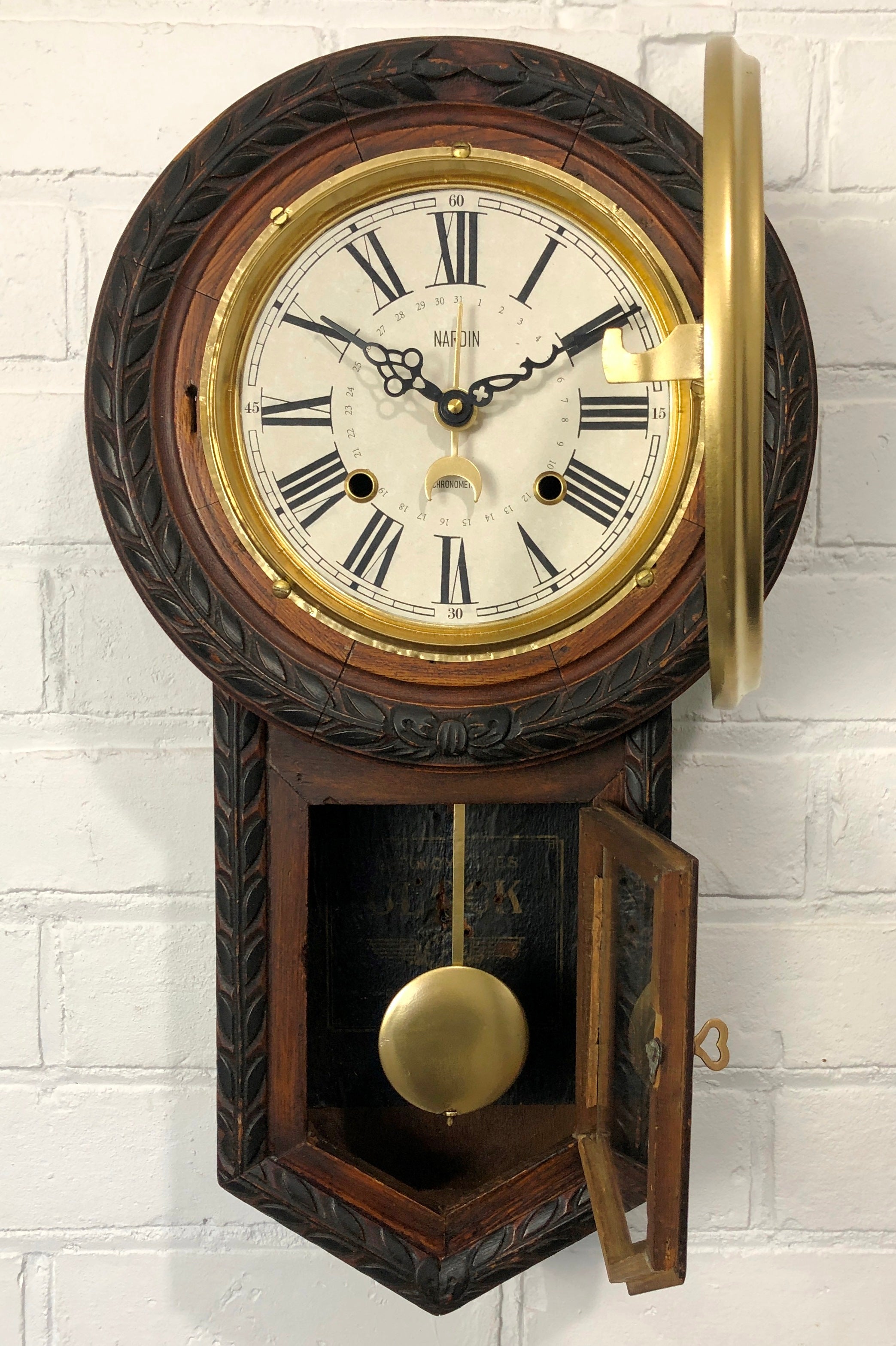 Antique Nardin Chronometer 31 Day Date Calendar Battery Wall Clock | Adelaide Clocks