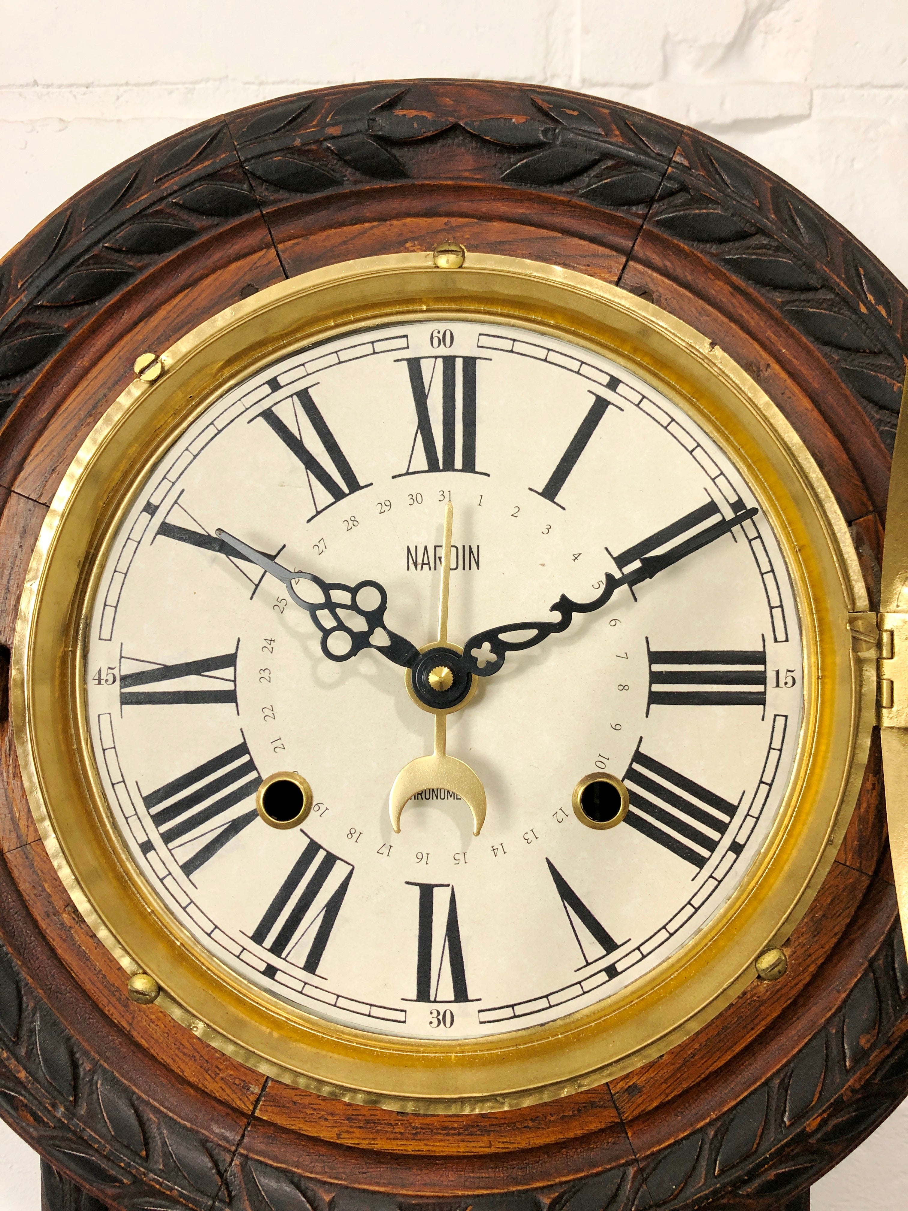 Antique Nardin Chronometer 31 Day Date Calendar Battery Wall Clock | Adelaide Clocks