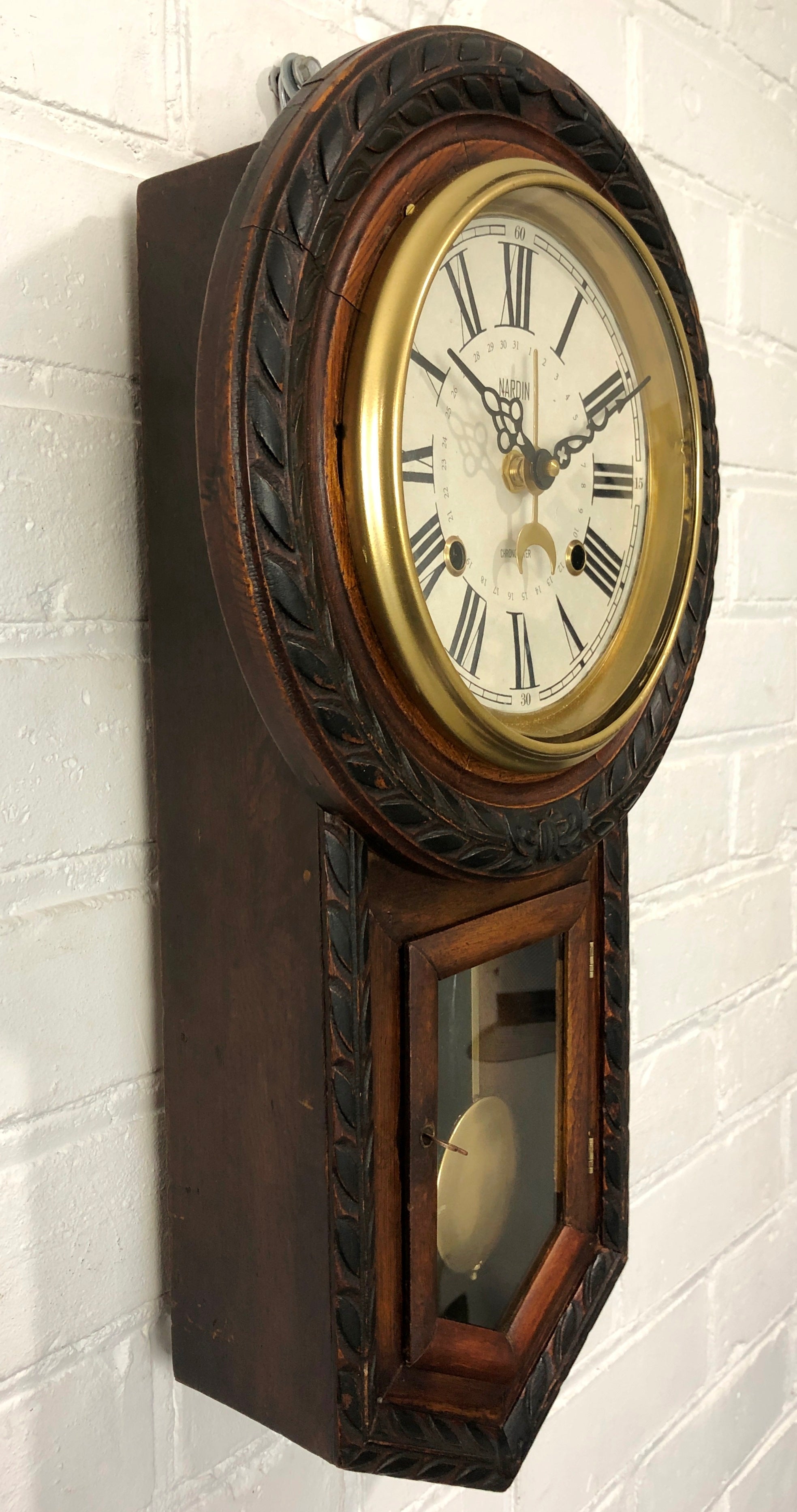 Antique Nardin Chronometer 31 Day Date Calendar Battery Wall Clock | Adelaide Clocks