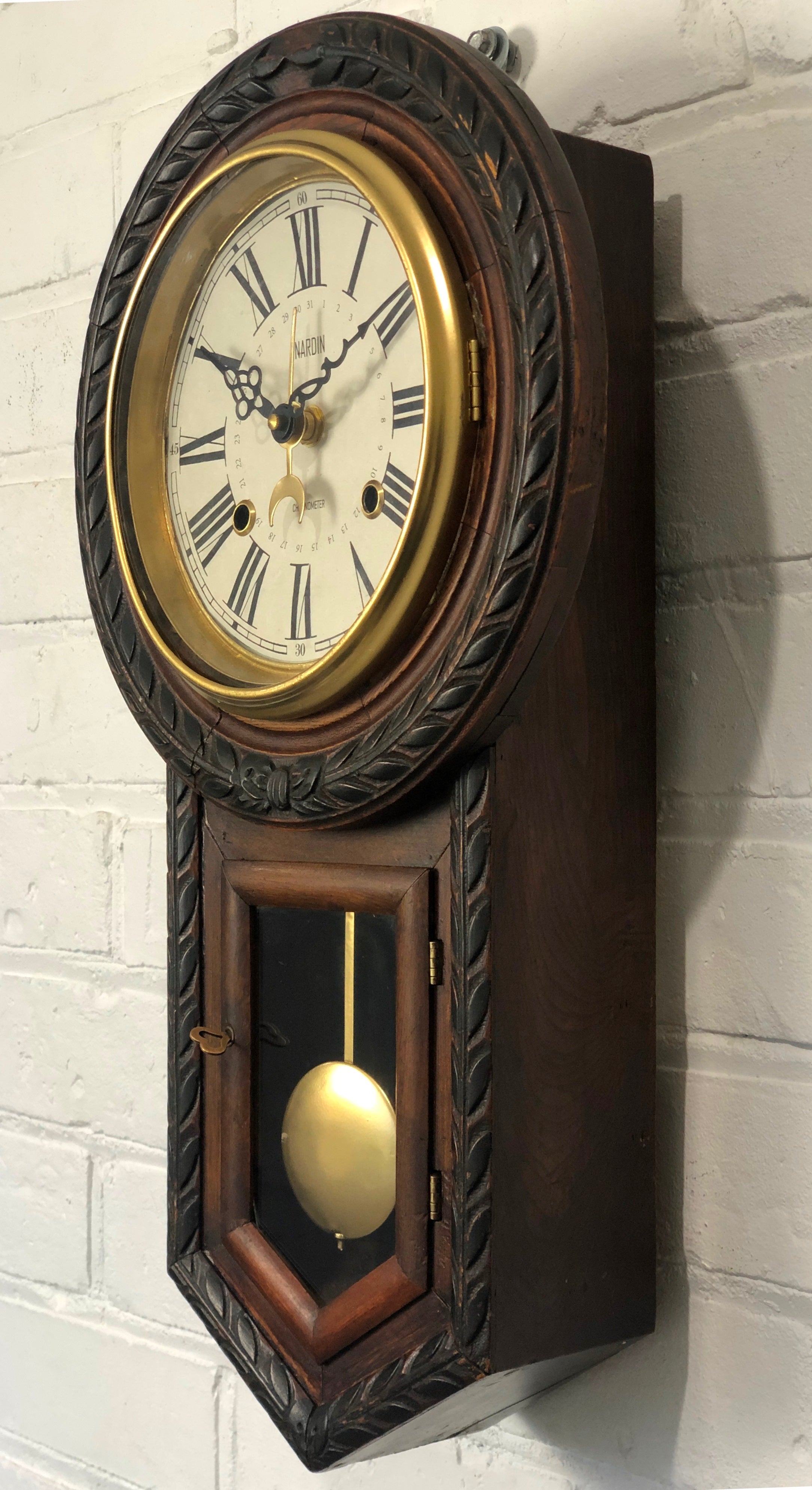 Antique Nardin Chronometer 31 Day Calendar Battery Wall Clock | eXibit collection