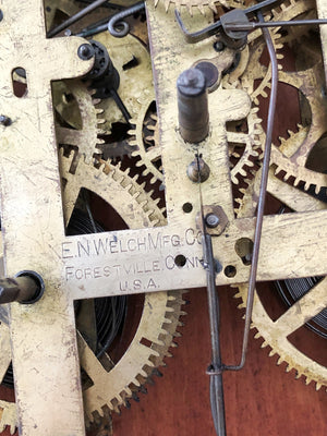 Antique HUGE Welch Octagon Carved Wood Regulator Wall Clock | eXibit collection