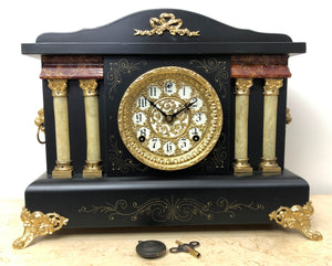 Original Antique Sessions USA Bell & Hammer Chime Mantel Clock | eXibit collection