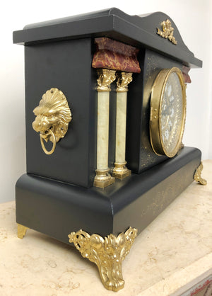 Original Antique Sessions USA Bell & Hammer Chime Mantel Clock | eXibit collection