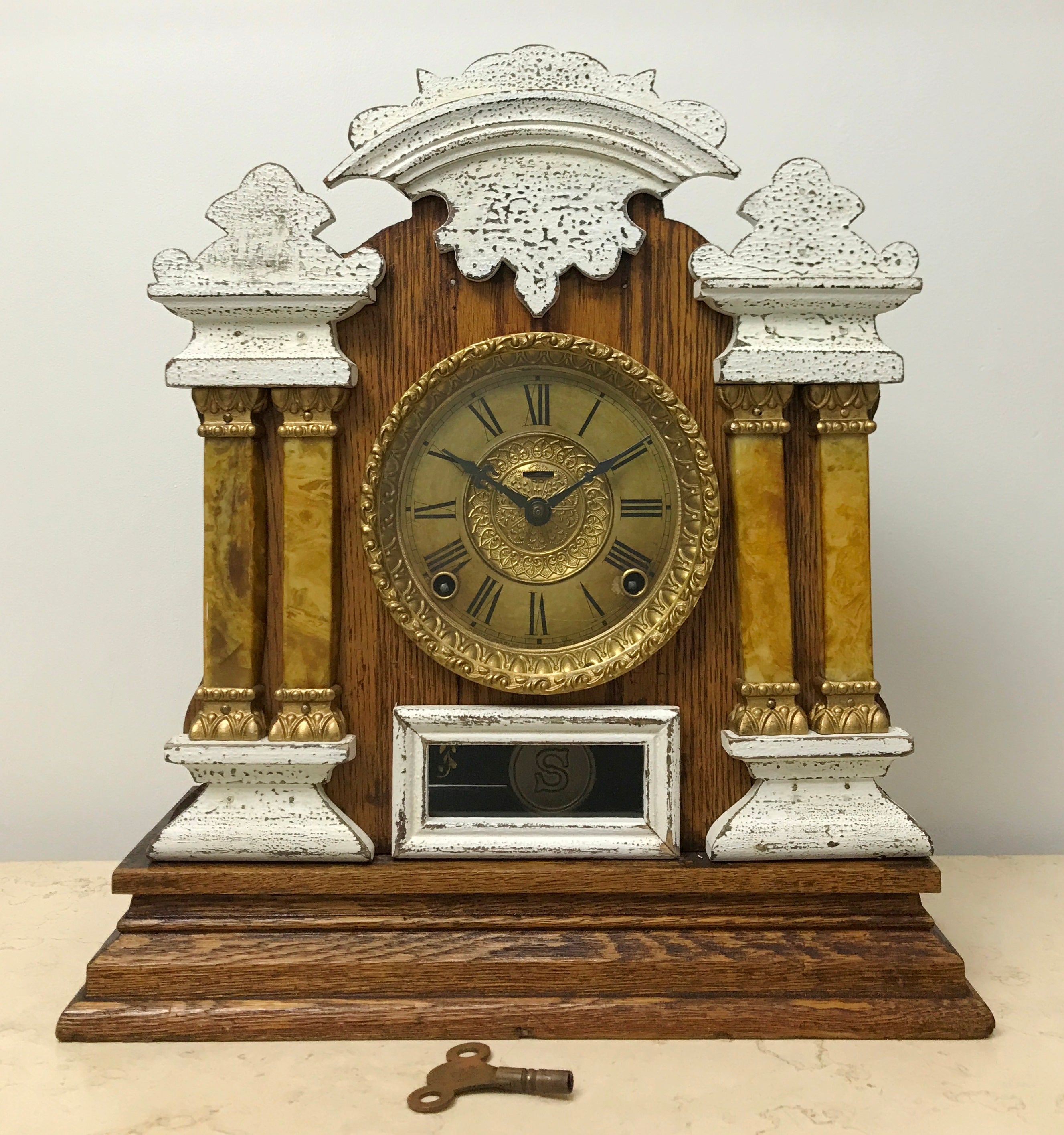 Antique Ingraham Bell and Hammer Chime Mantel Clock | eXibit collection