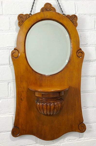 Original Vintage Wooden Hallway Mirror with Shelf | eXibit collection