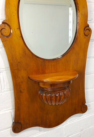 Original Vintage Wooden Hallway Mirror with Shelf | eXibit collection