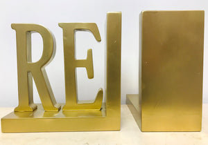 Gold Wooden Bookcase Bookends | eXibit collection