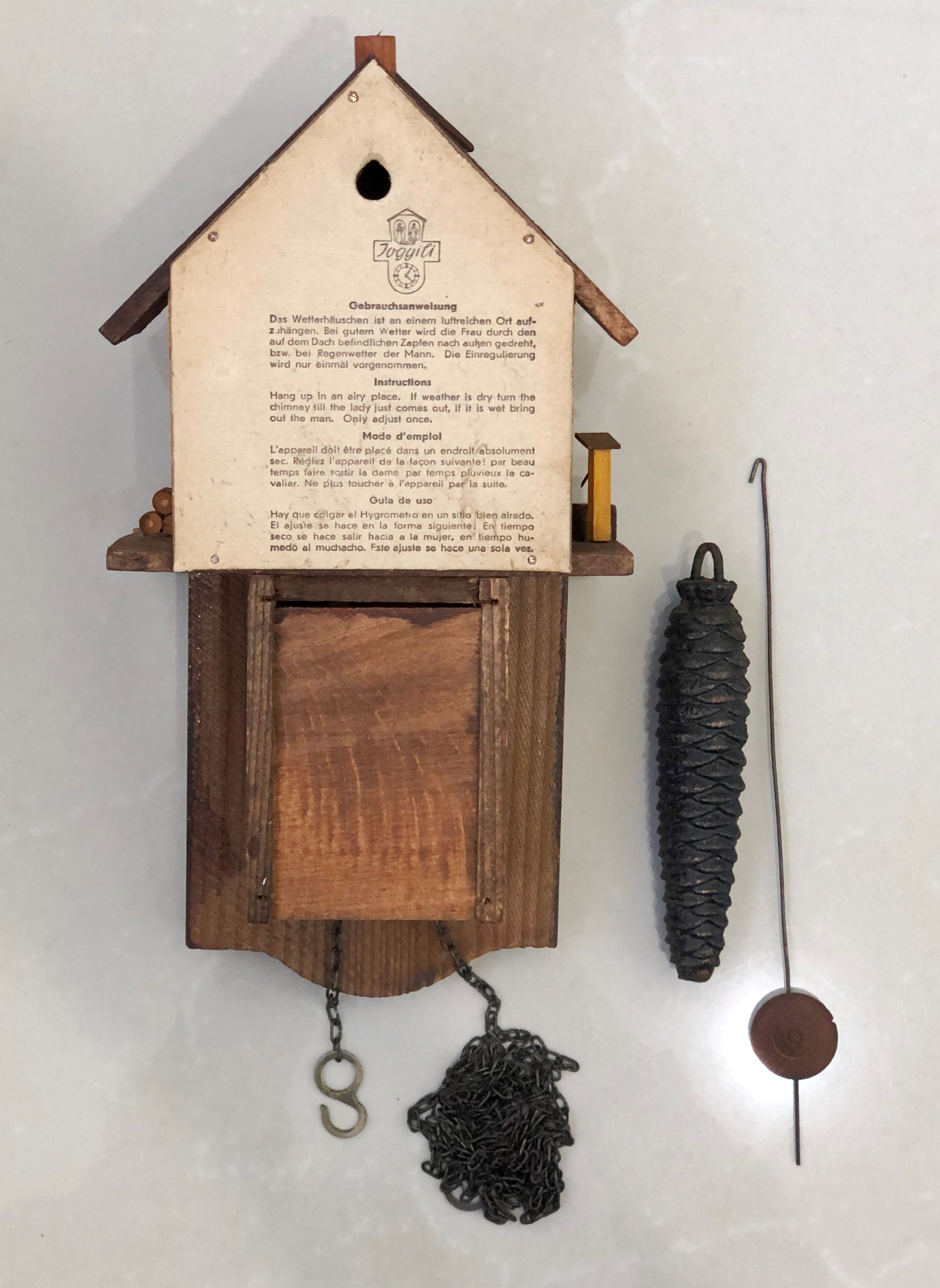 Vintage Original TOGGILI Weather House Thermometer Cuckoo Clock | eXibit collection