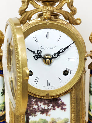 Vintage Franz Hermle Imperial Garniture BIM BAM Chime Mantel Clock Set | Adelaide Clocks