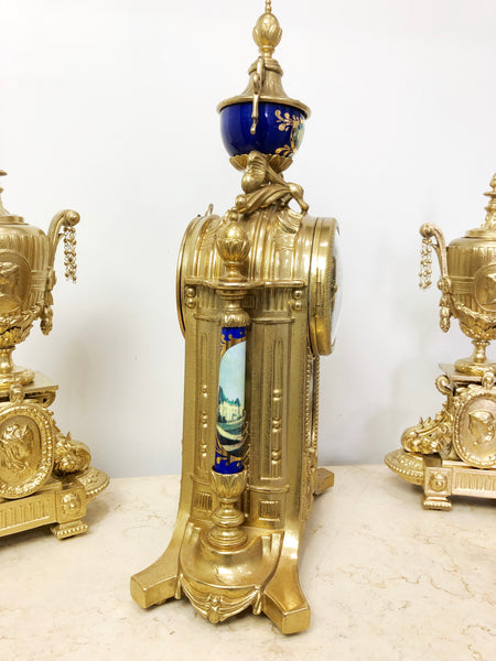 Vintage Franz Hermle Imperial Garniture BIM BAM Chime Mantel Clock Set | Adelaide Clocks