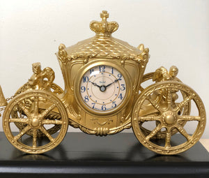 Vintage Brass Horse and Royal Carriage Mantel Clock | eXibit collection