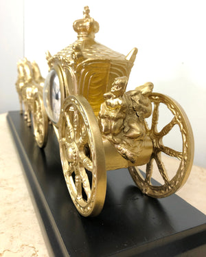 Vintage Brass Horse and Royal Carriage Mantel Clock | eXibit collection