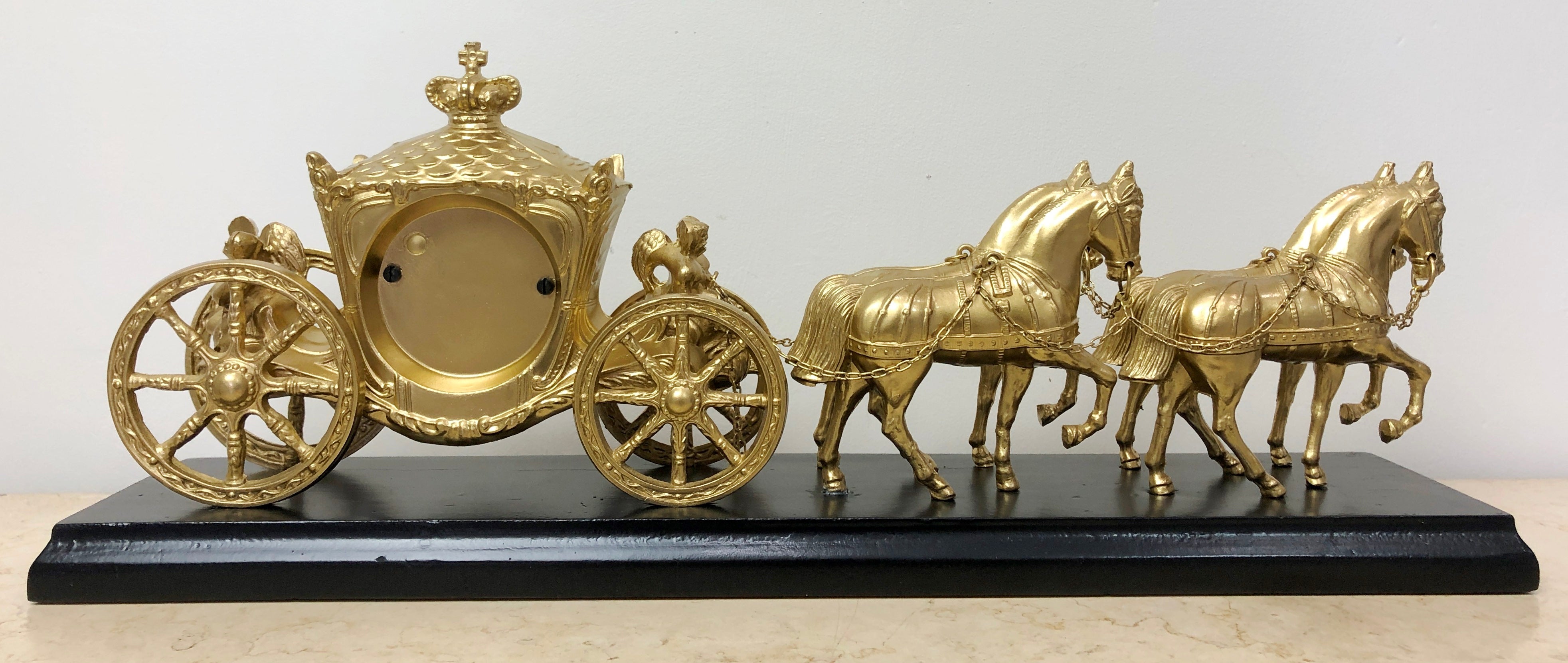 Vintage Brass Horse and Royal Carriage Mantel Clock | eXibit collection