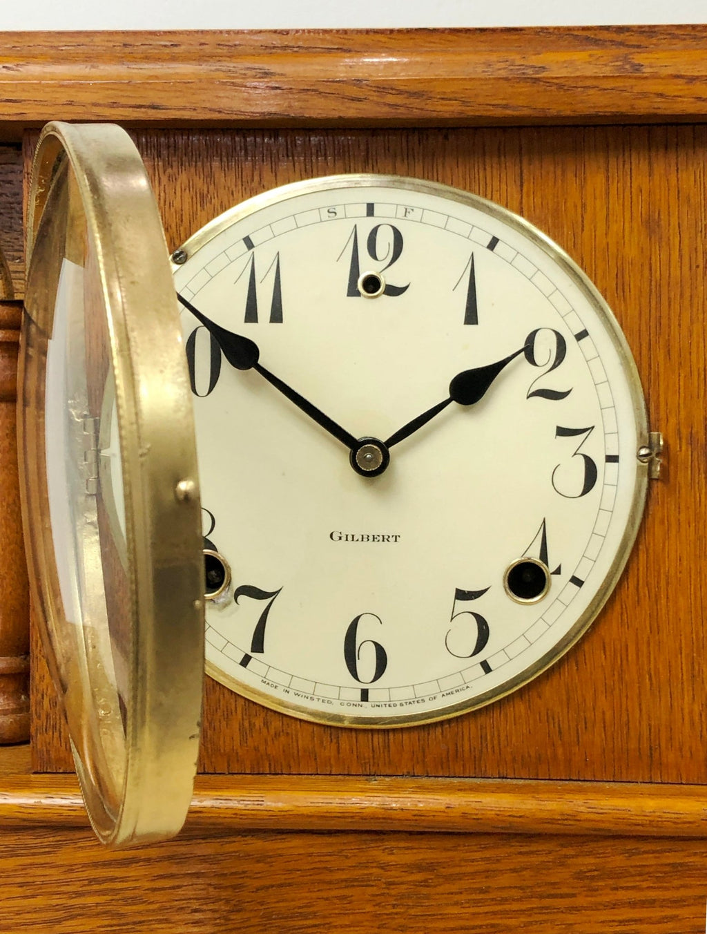 Antique GILBERT Hammer on Coil Chime U.S.A Mantel Clock | eXibit collection