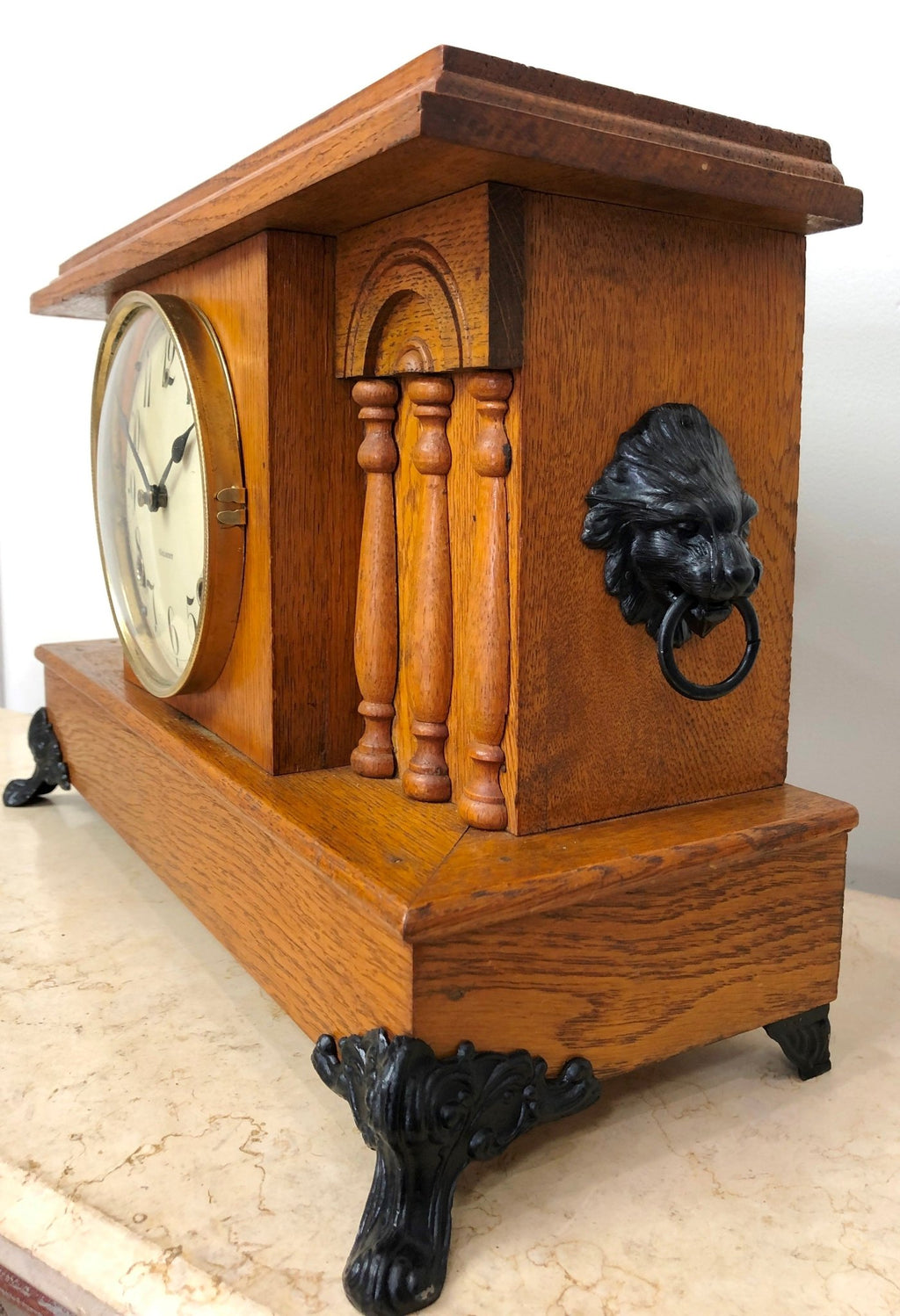 Antique GILBERT Hammer on Coil Chime U.S.A Mantel Clock | eXibit collection