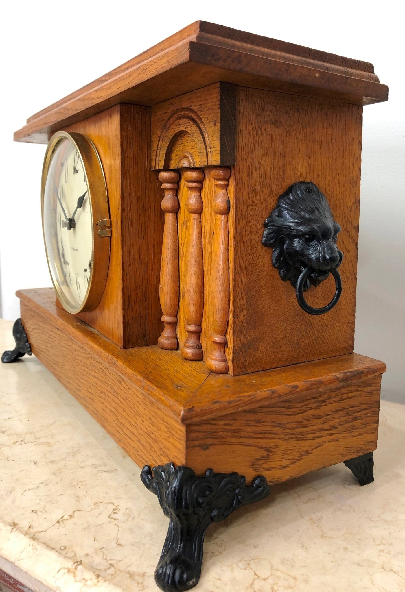 Antique GILBERT Hammer on Coil Chime U.S.A Mantel Clock | eXibit collection