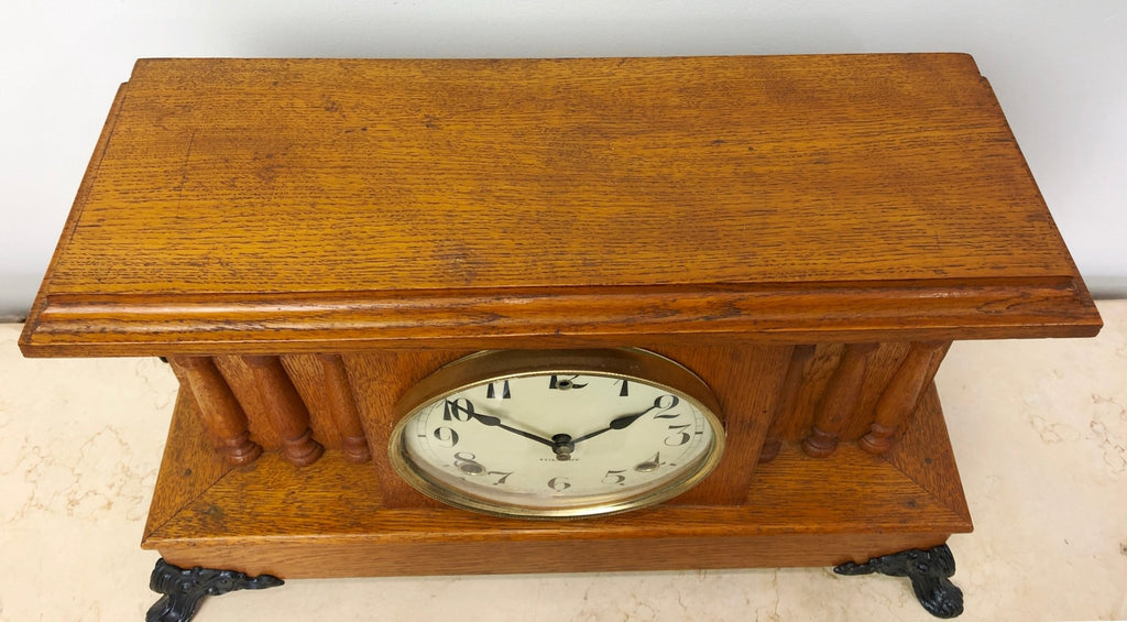 Antique GILBERT Hammer on Coil Chime U.S.A Mantel Clock | eXibit collection