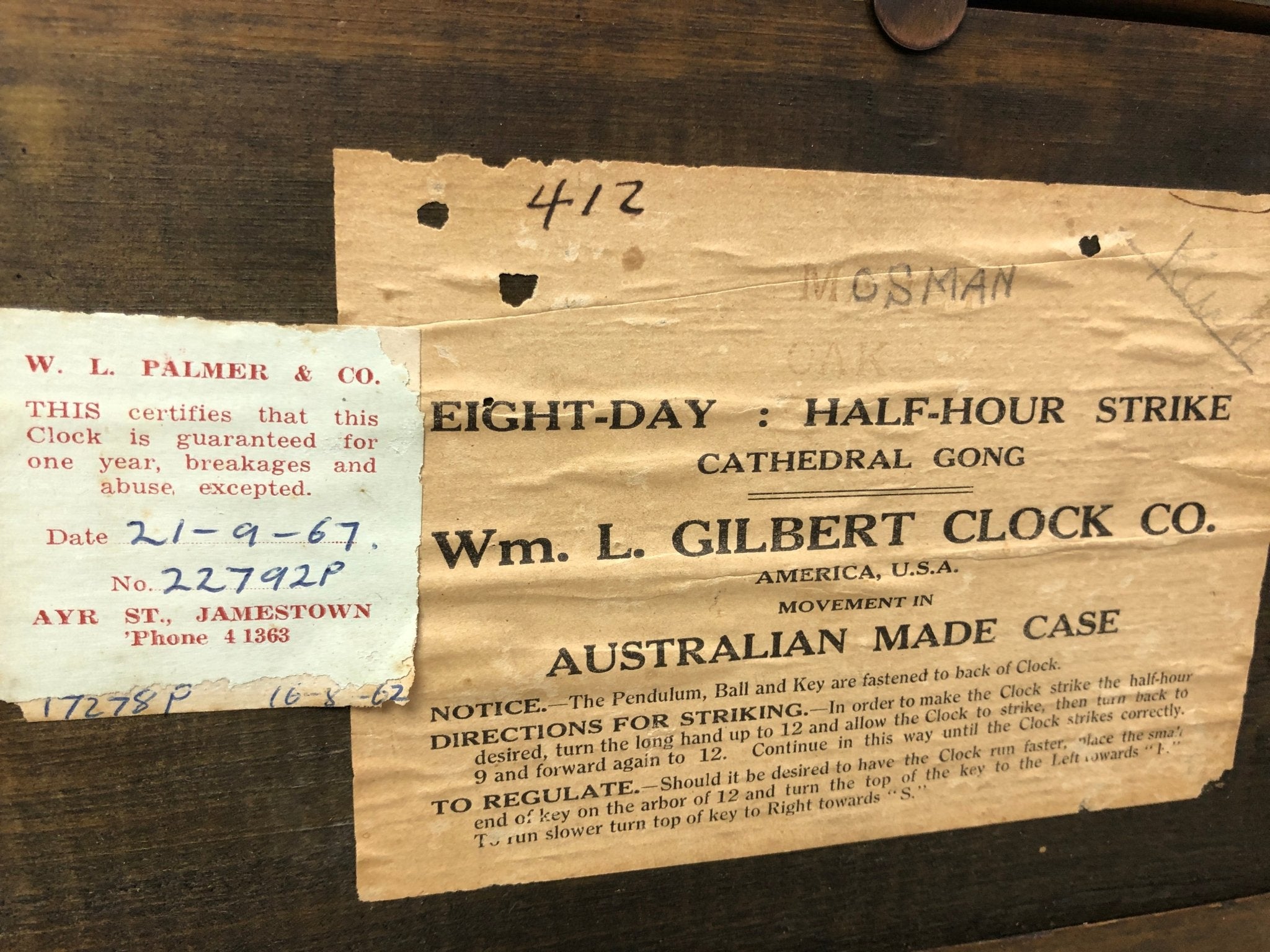 Antique GILBERT Hammer on Coil Chime U.S.A Mantel Clock | eXibit collection