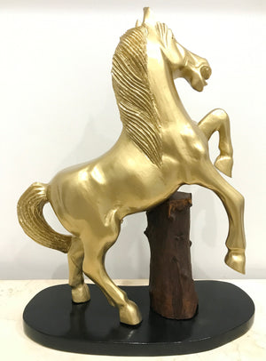 Vintage Hand Carved Wooden Stallion Horse Sculpture | eXibit collection