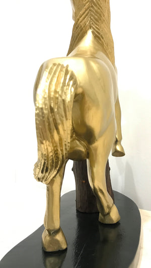 Vintage Hand Carved Wooden Stallion Horse Sculpture | eXibit collection