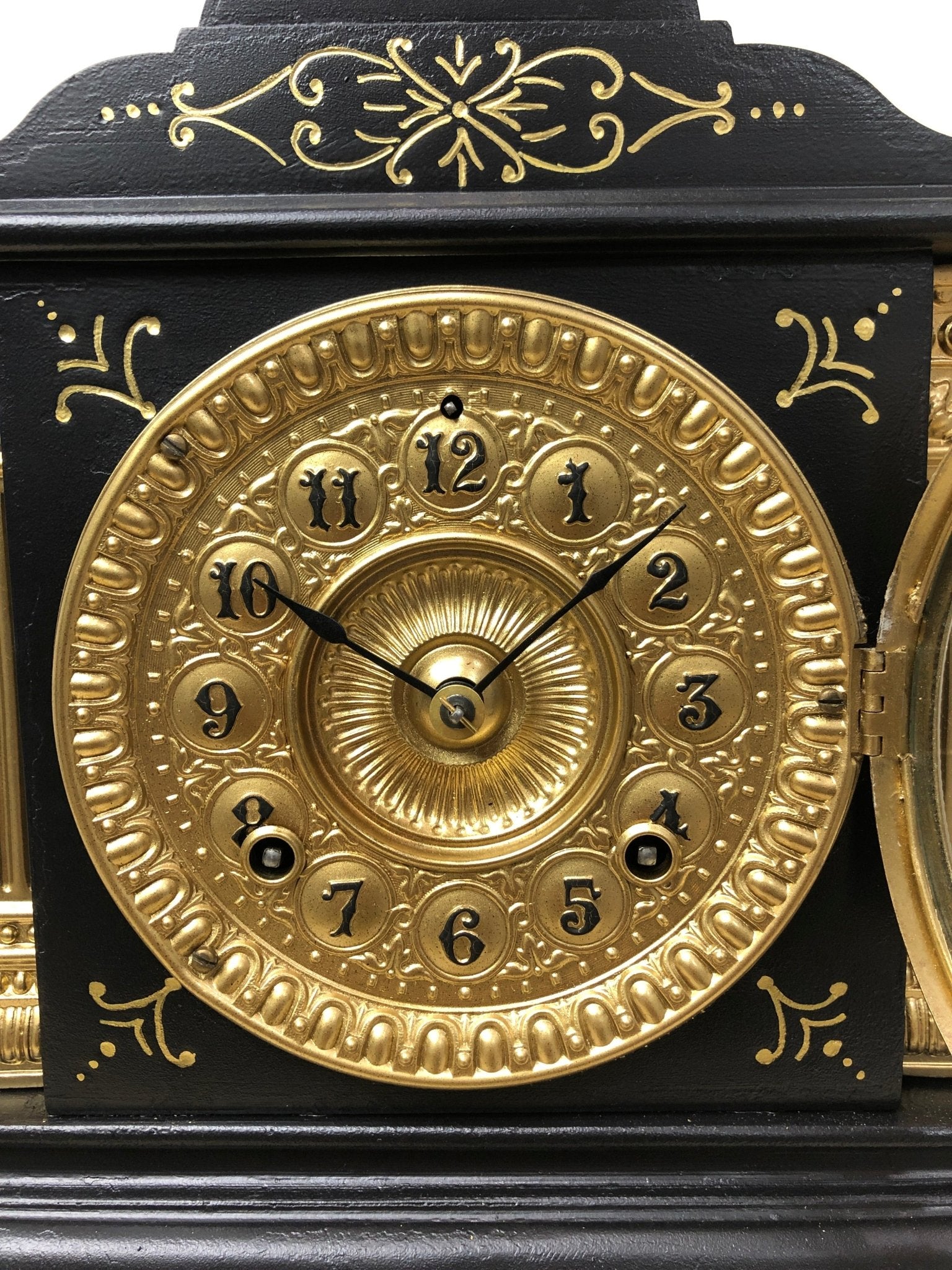Antique Cast Iron ANSONIA Coil Hammer Chime Mantel Clock - eXibit collection