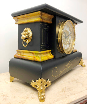 Antique Gilbert Hammer on Bell & Coil Chime Mantel Clock | eXibit collection